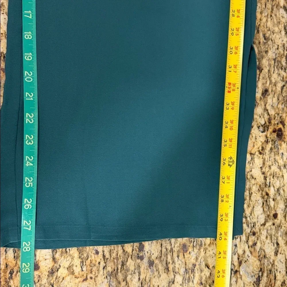 Eileen Fisher 100% Silk Cropped Pull On Pants Teal Green XL NWT